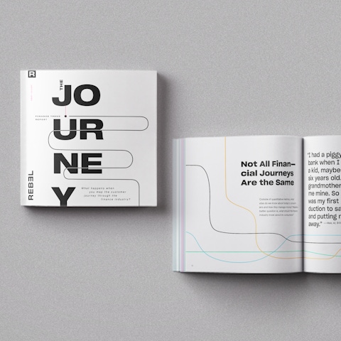 The Customer Journey Through the Finance Industry trend report is displayed