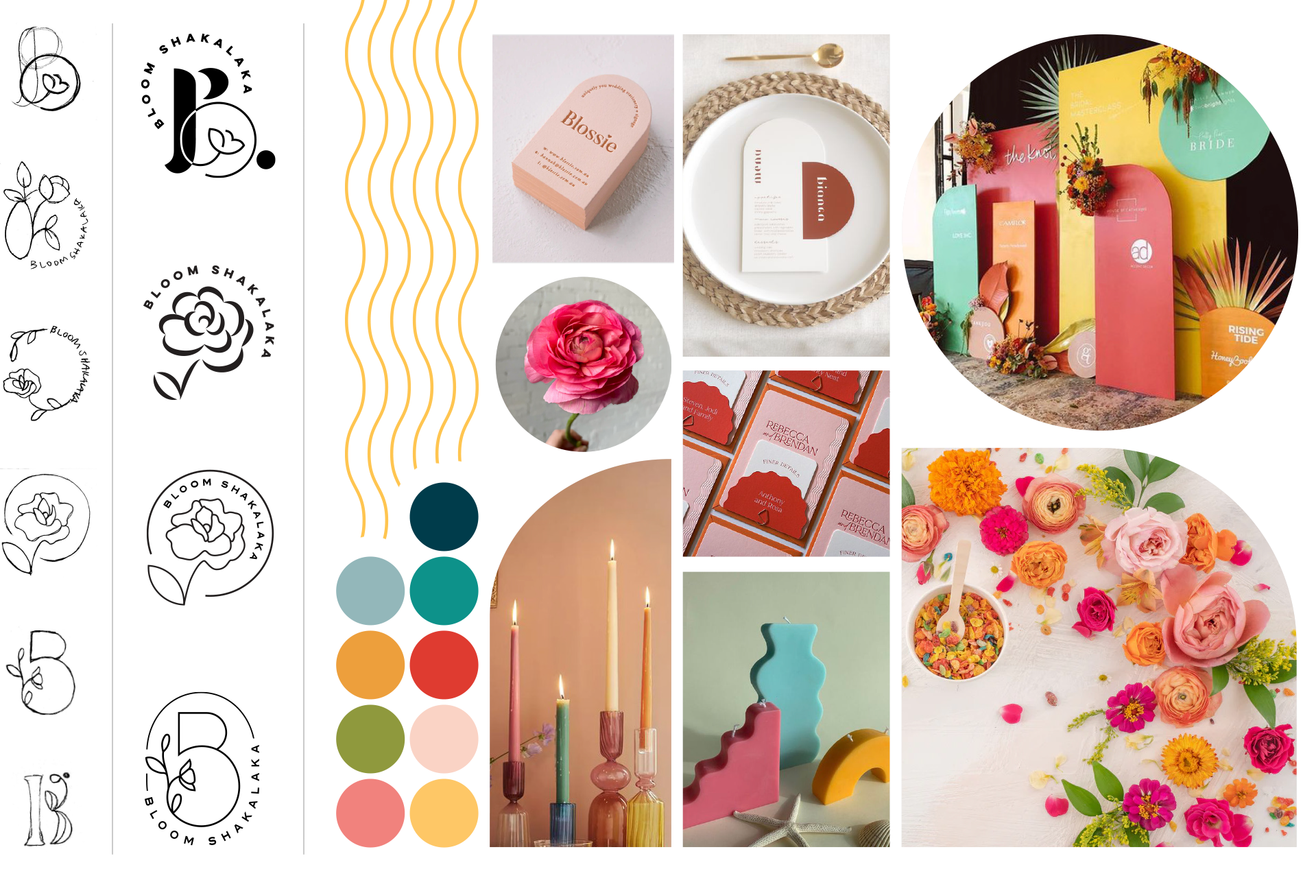 Logo explorations and brand style board.