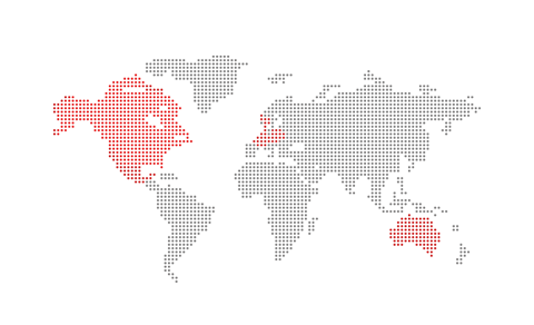Map of the the world with regions highlighted.