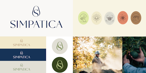 Simpatica: brand logos, colors, illustrations and other elements of the brand identity